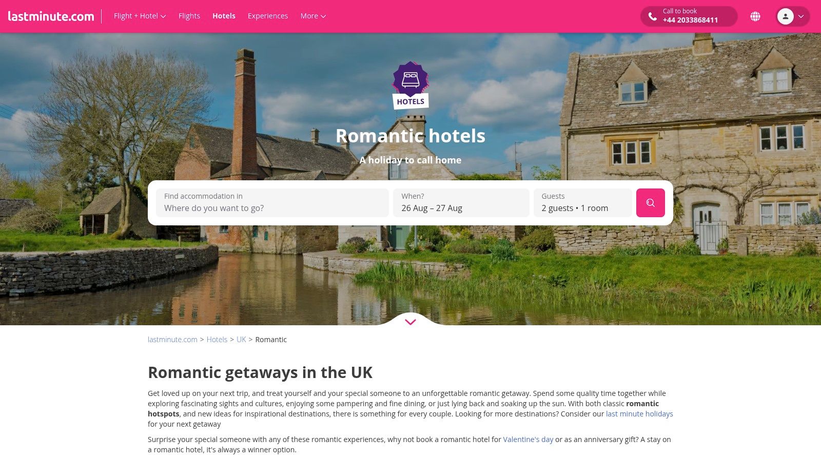 lastminute.com (UK) — Romantic Breaks