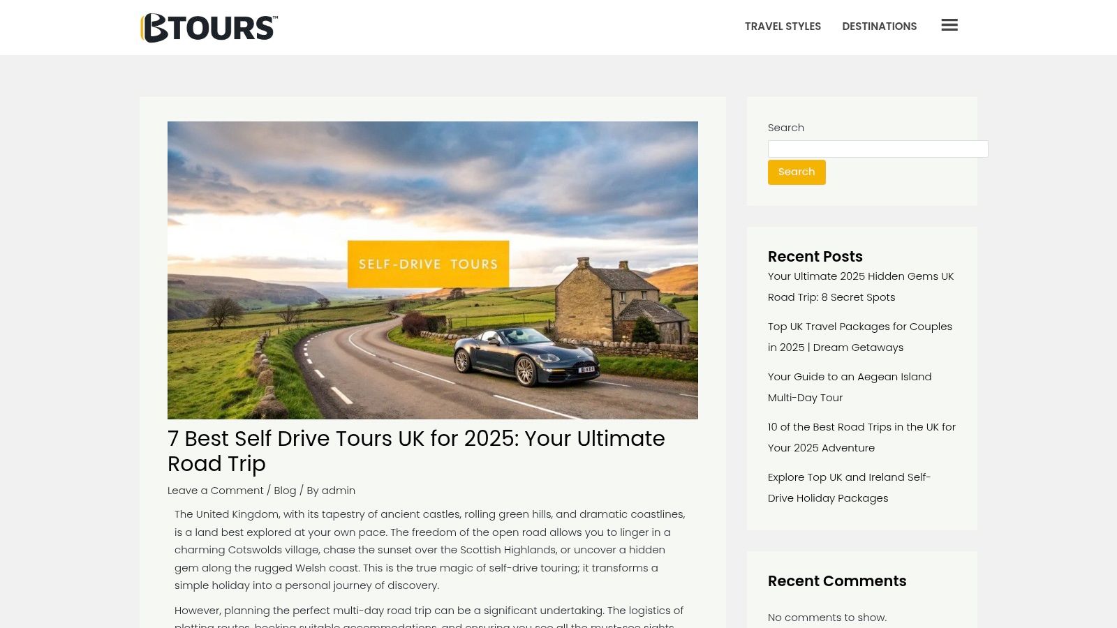 BTOURS: Best for Bespoke Self-Drive Adventures Across the UK