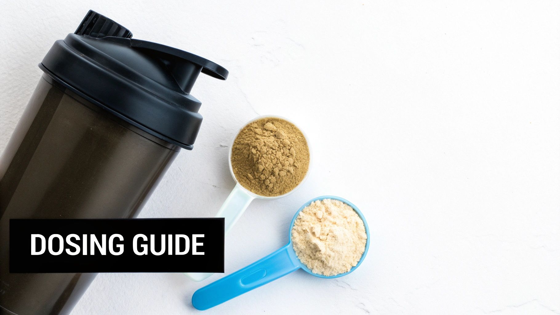 A person measuring creatine powder with a scoop into a water bottle in a gym setting.