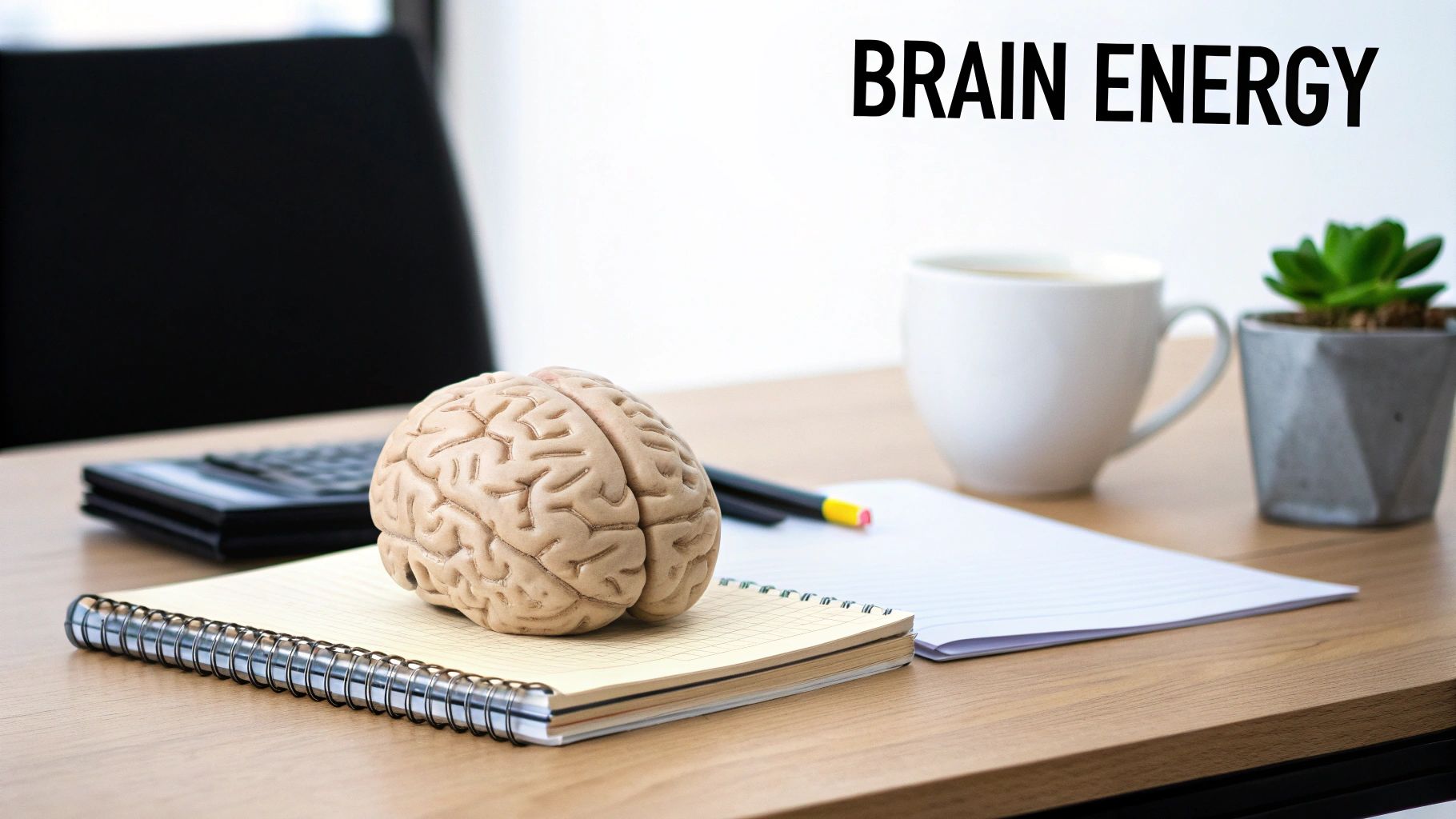 Microscopic view of creatine molecules with a brain in the background, representing its role in neurological function.