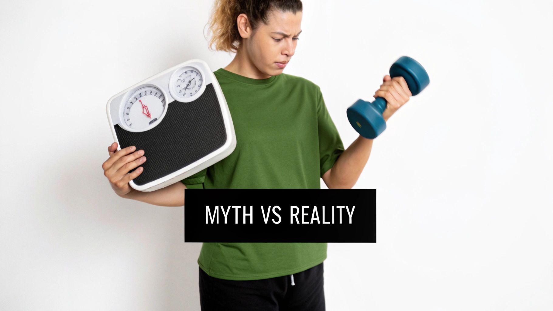 A person looking at their reflection in the gym mirror, looking stronger and more defined.