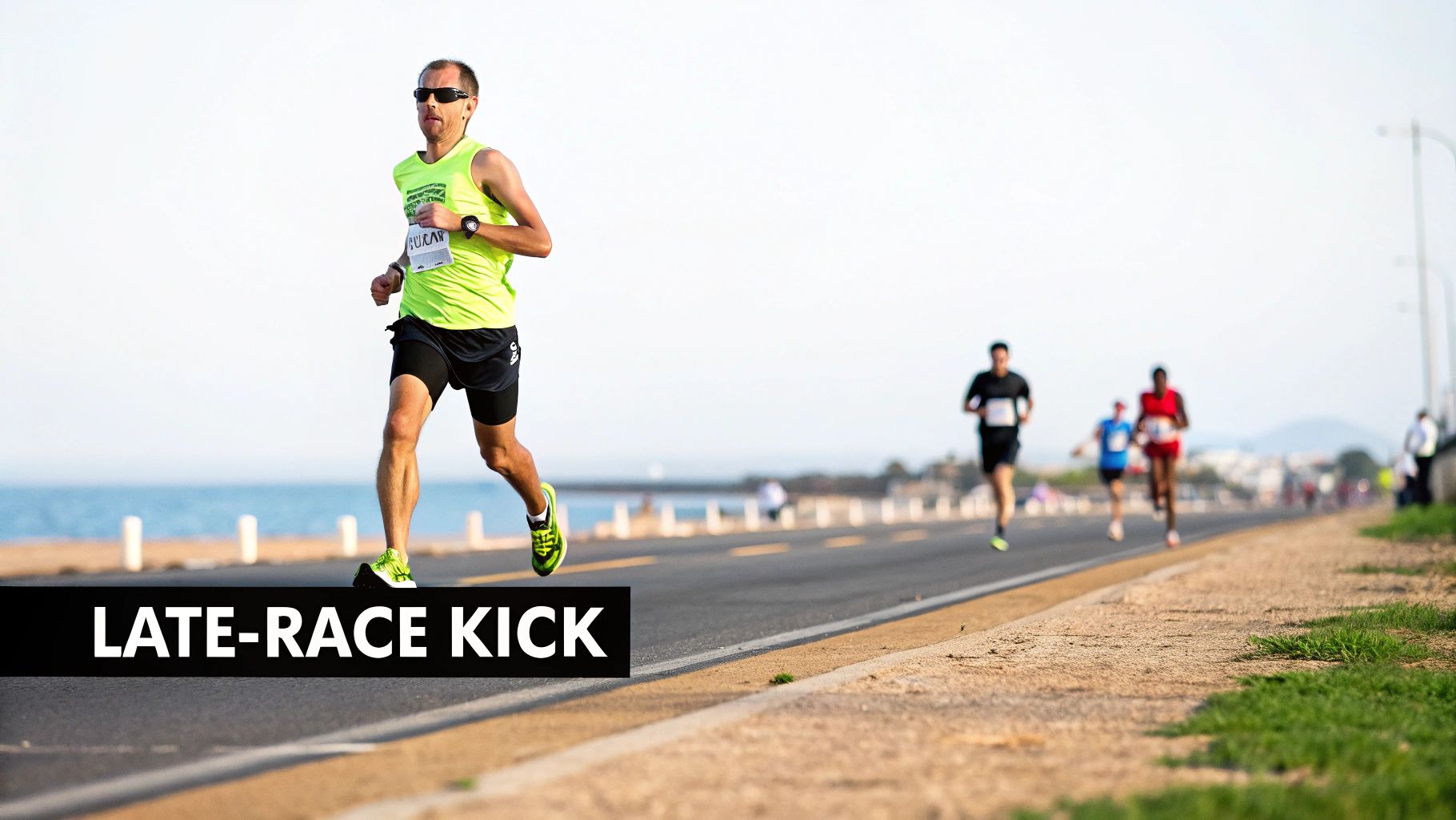 A group of runners on a trail with mountains in the background, embodying endurance.