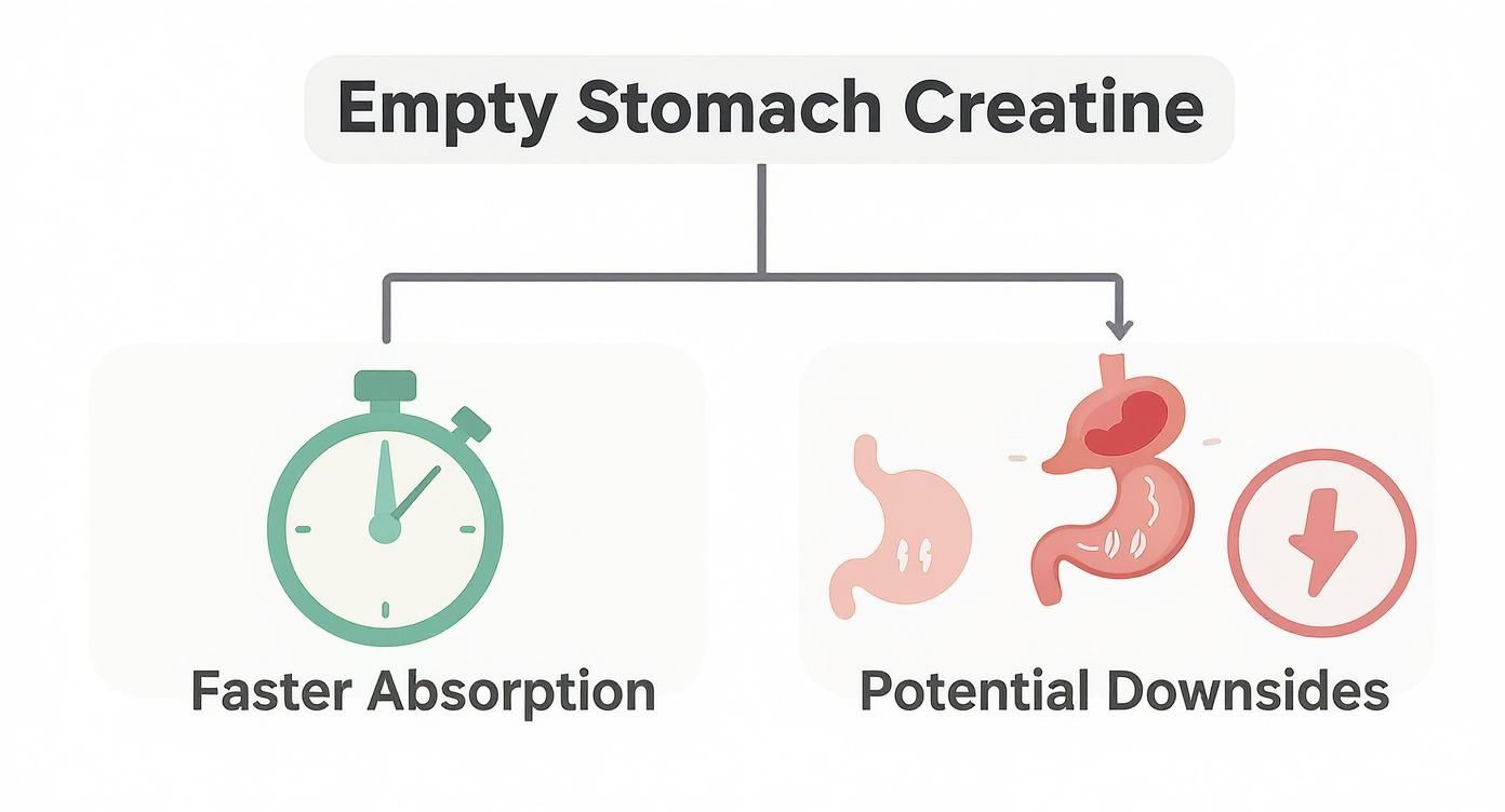 Infographic about creatine with food or empty stomach