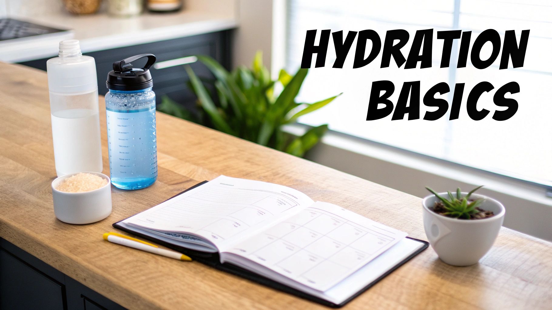 Person drinking water from a sports bottle in a gym setting.