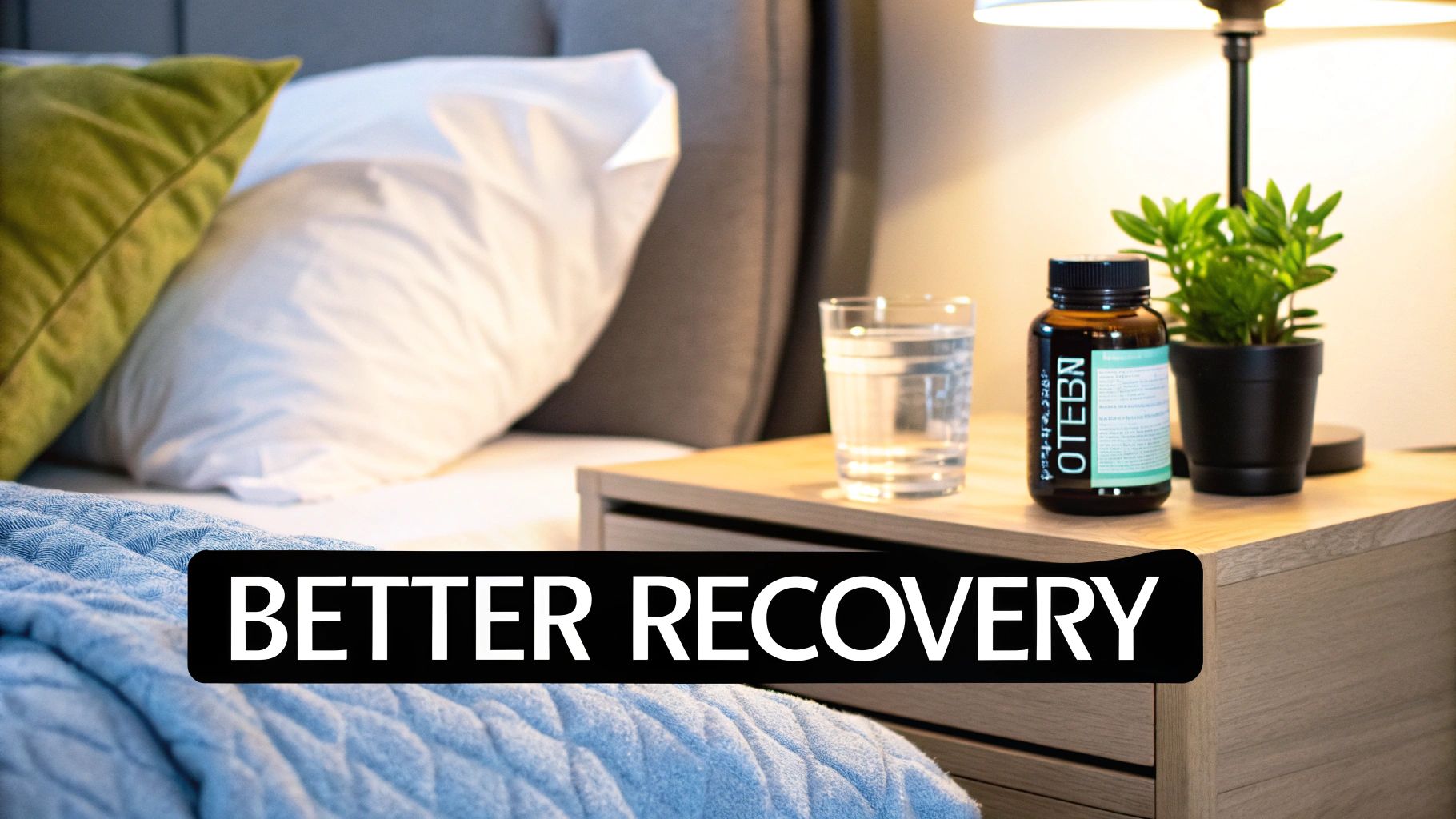 A person sleeping peacefully in a comfortable bed, symbolizing recovery.