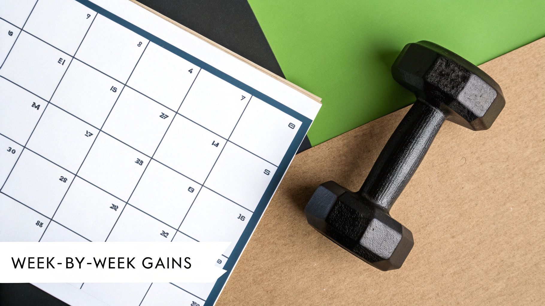 A person tracking their progress on a calendar, symbolizing the week-by-week results of creatine.