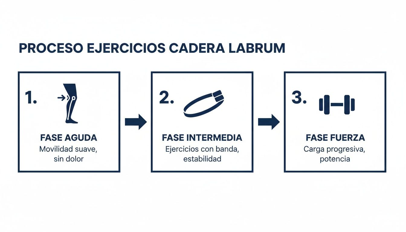 Infographic about ejercicios para rotura de labrum de cadera