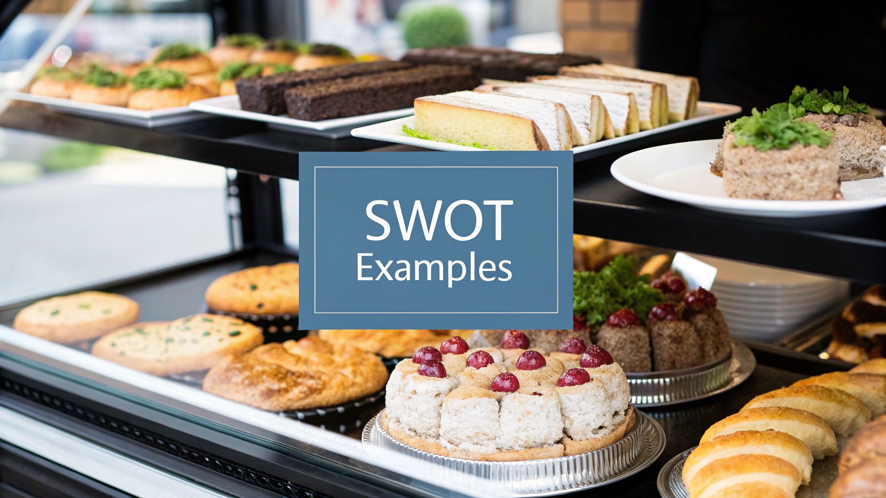 Two small business owners discussing a SWOT analysis on a whiteboard.