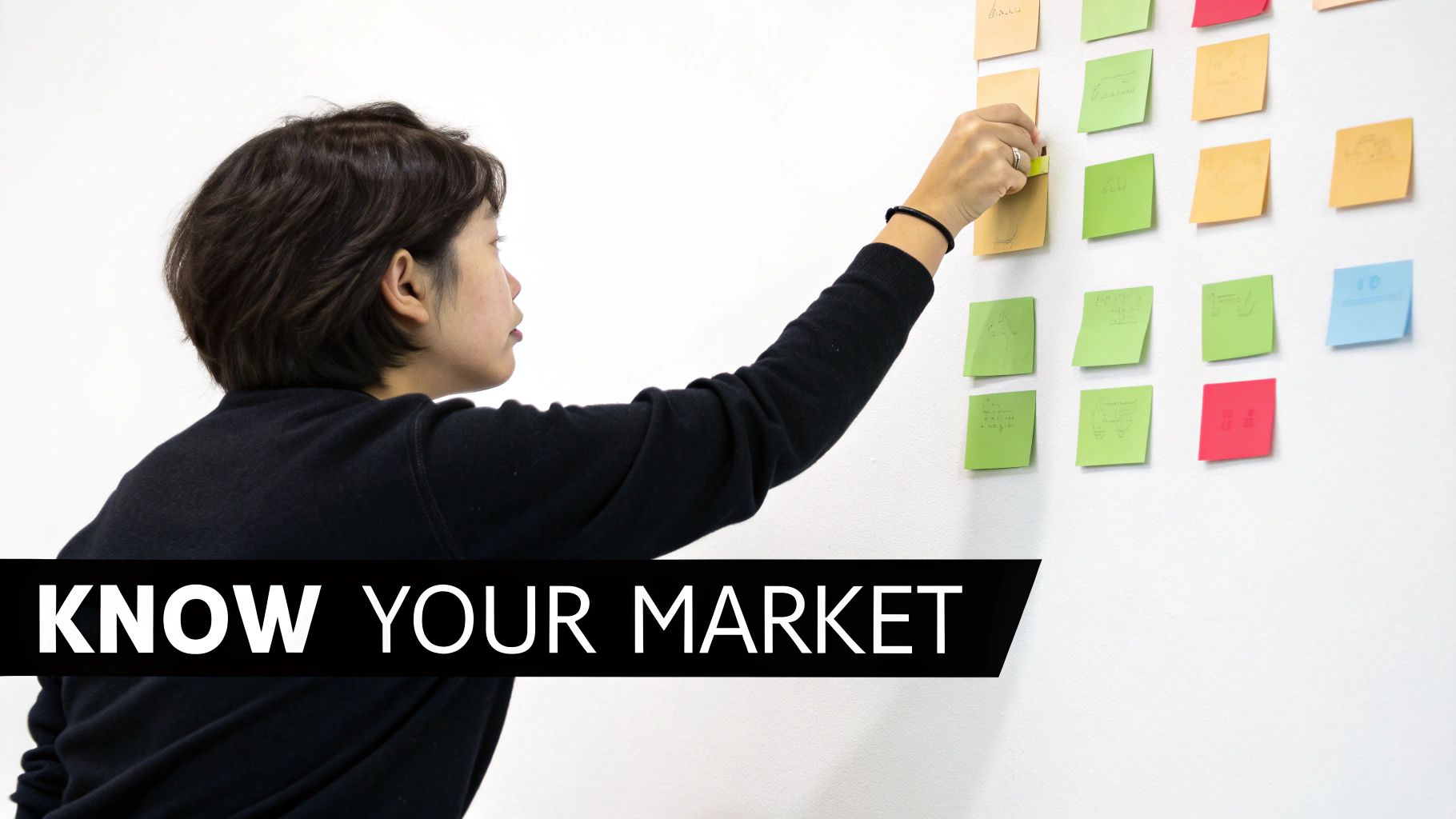 A group of diverse professionals collaborating around a table, analyzing charts and data on a screen, representing market analysis.
