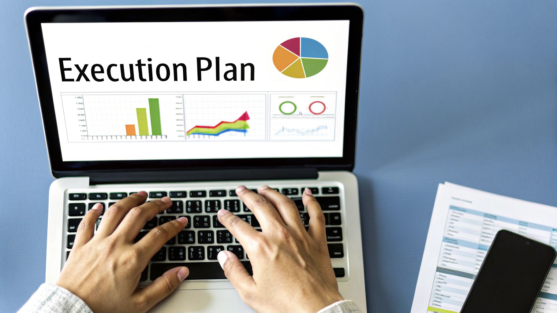 A person writing in a planner, symbolizing the execution phase of a business plan.