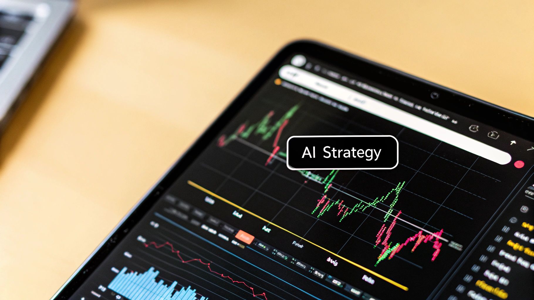 An abstract image showing AI neural networks and data points overlayed on a business plan document, symbolizing the fusion of technology and strategy.