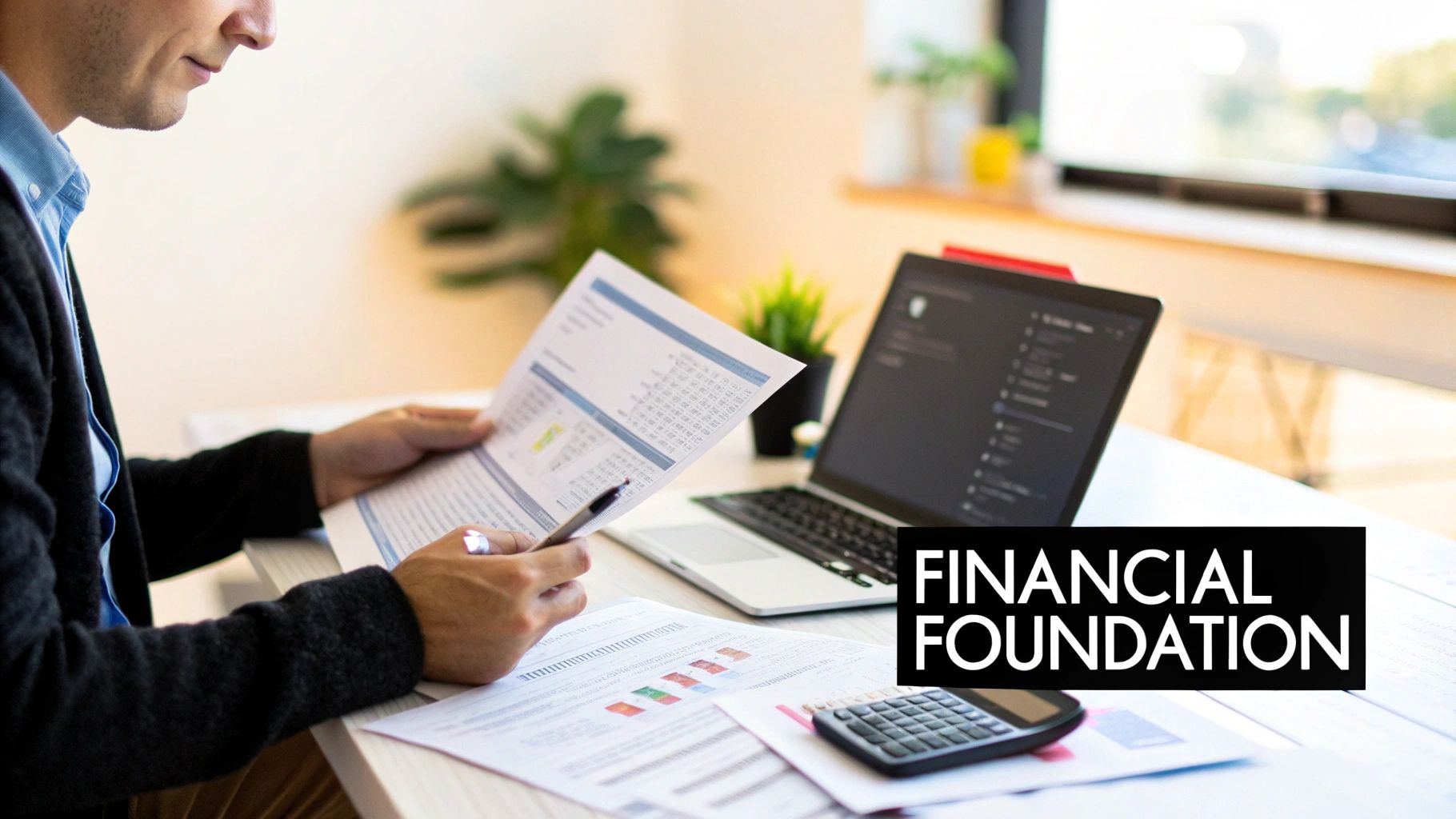 A person working on on financial charts and graphs on a laptop, representing the creation of financial projections.