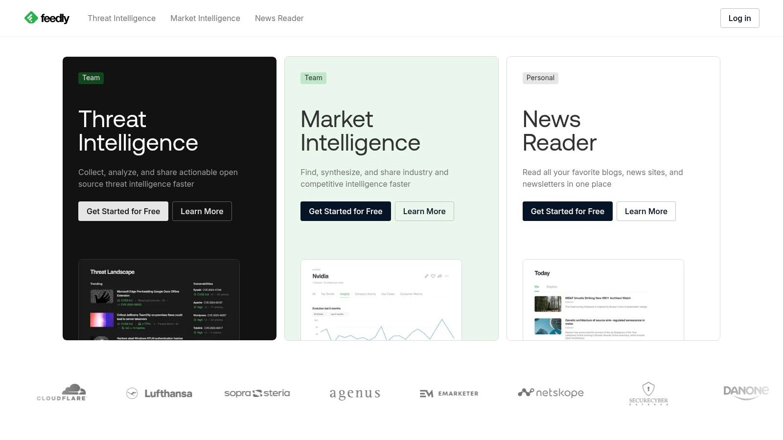 Feedly (Pro/Pro+ and Market Intelligence)