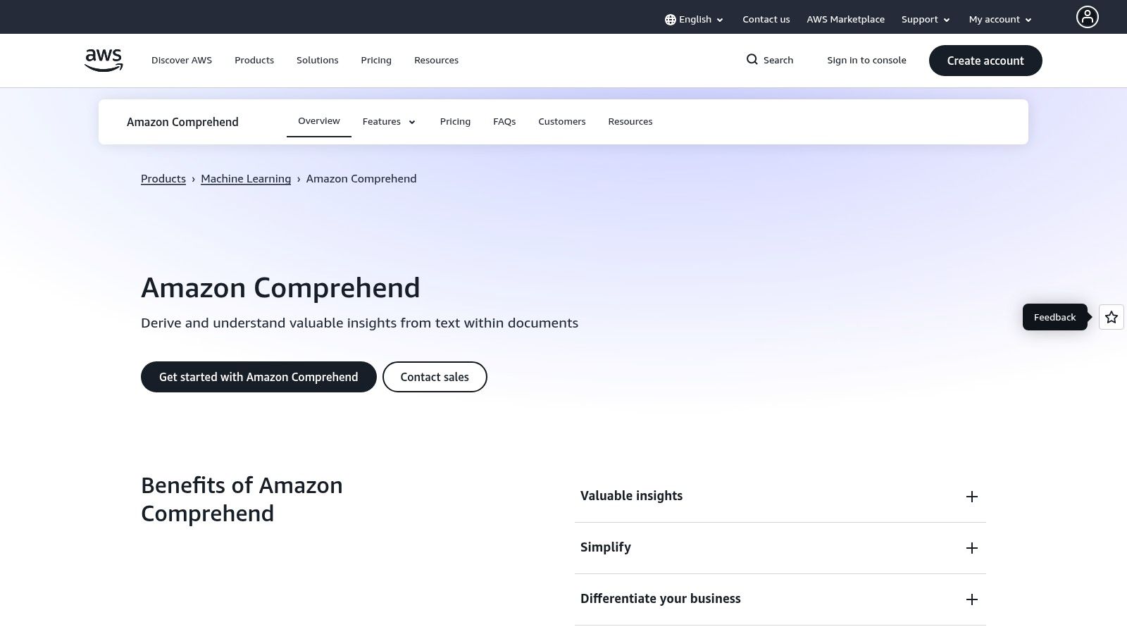 Amazon Web Services — Amazon Comprehend