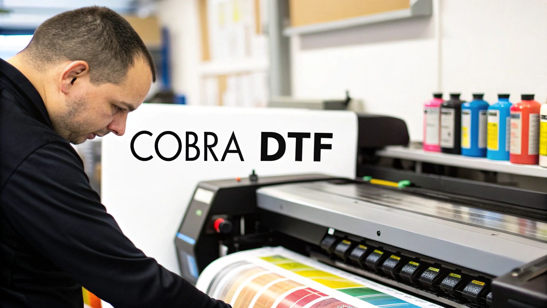 A detailed shot of Cobra DTF's high-quality inks, powders, and films.