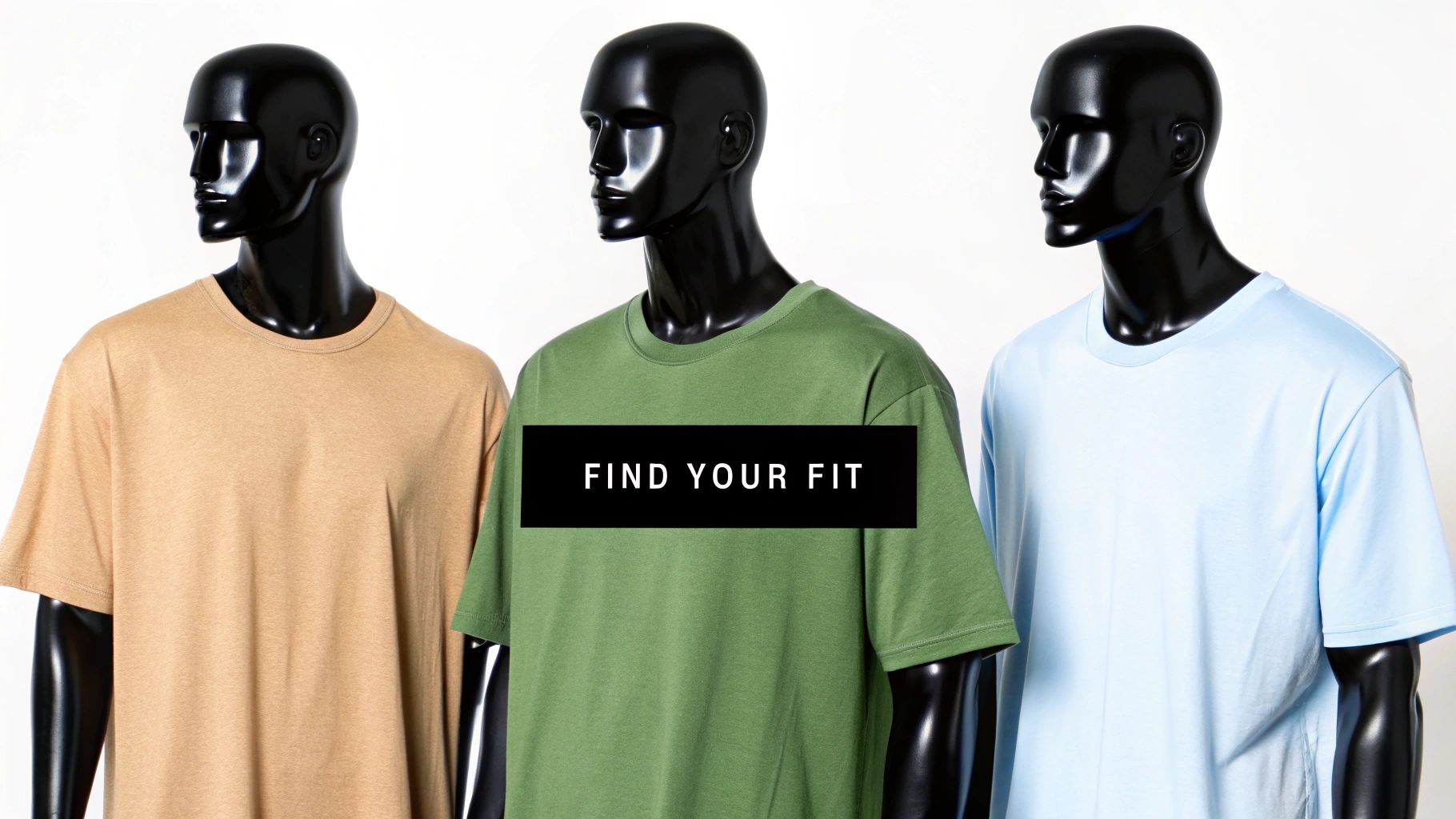 Several neatly folded t-shirts in different fits and colors