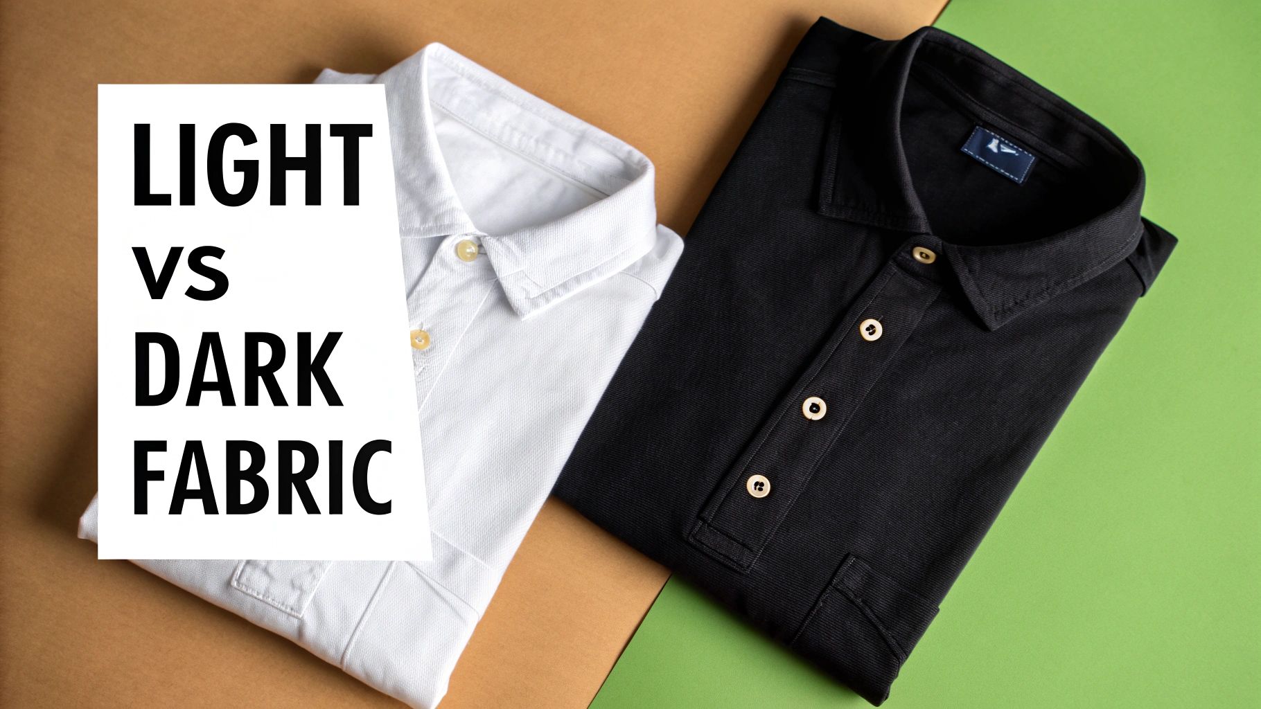 A side-by-side comparison showing a design on a light shirt versus a dark shirt.