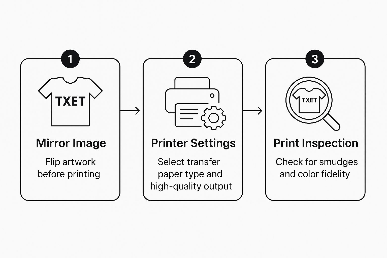 Infographic about how to print onto transfer paper