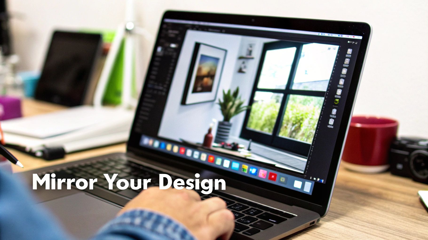 A screenshot of the Canva interface showing a design being flipped horizontally.