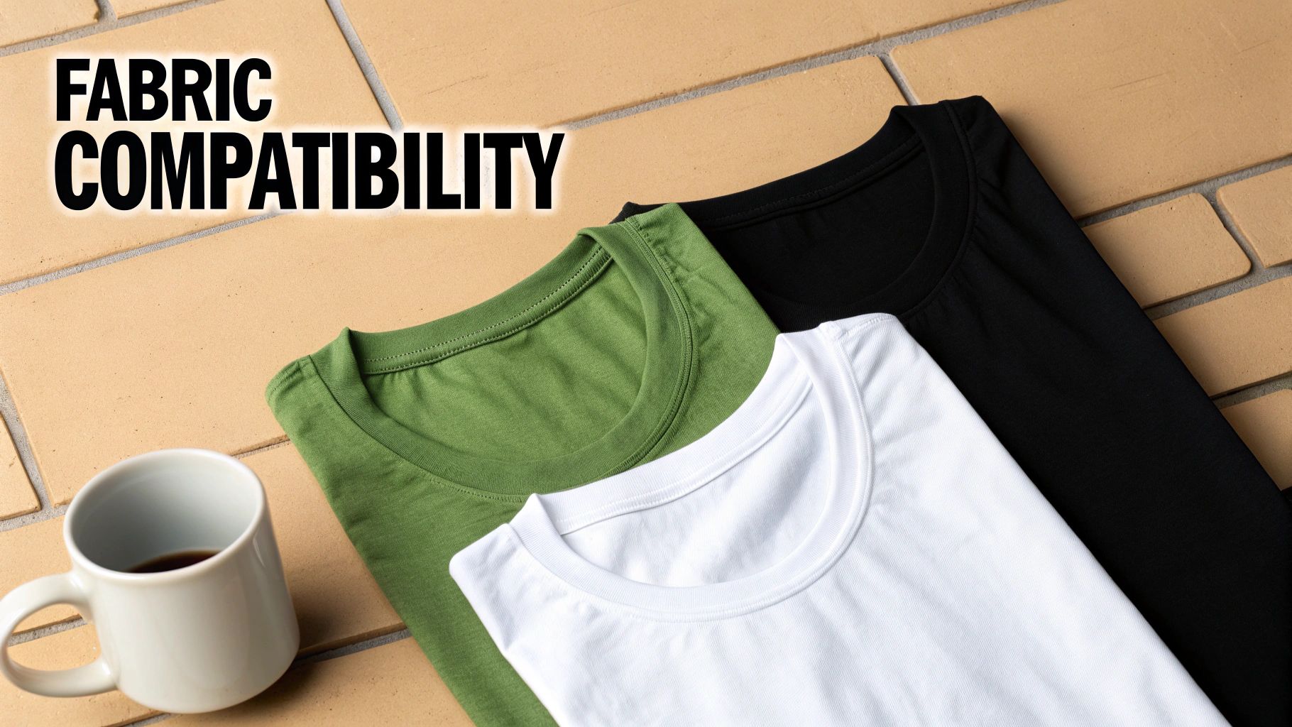 Two different types of fabric, one polyester and one cotton, ready for printing.