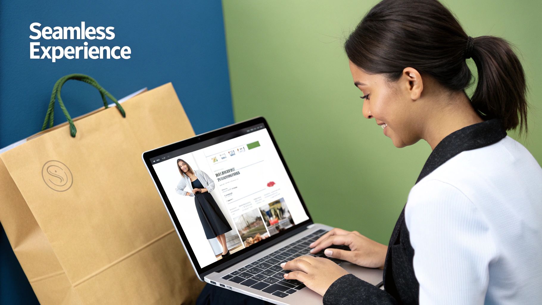 An image showing a customer happily shopping on their phone, representing a positive ecommerce experience.