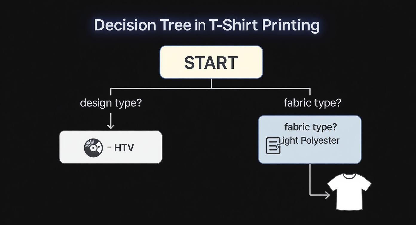 Infographic about printing methods for t shirts