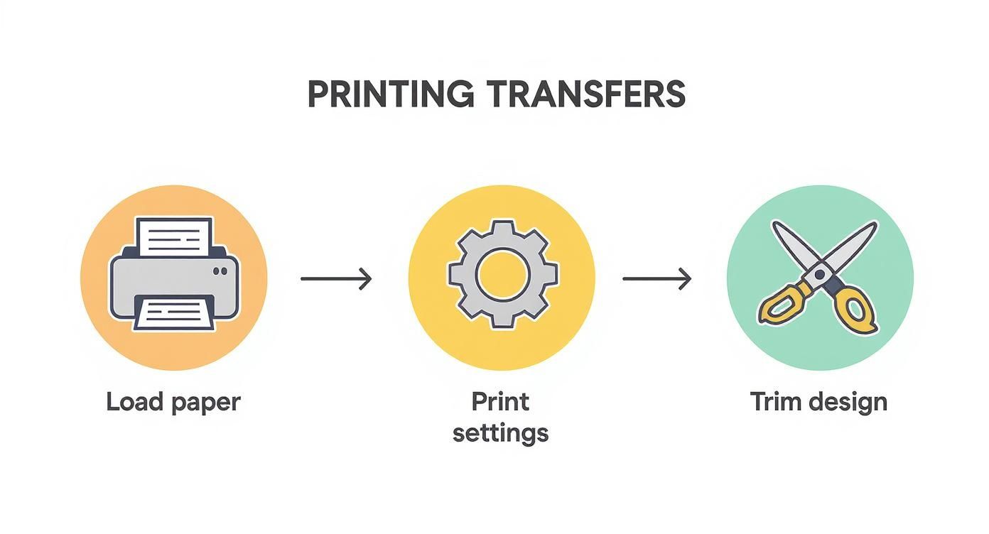 Infographic about how to print iron on transfer