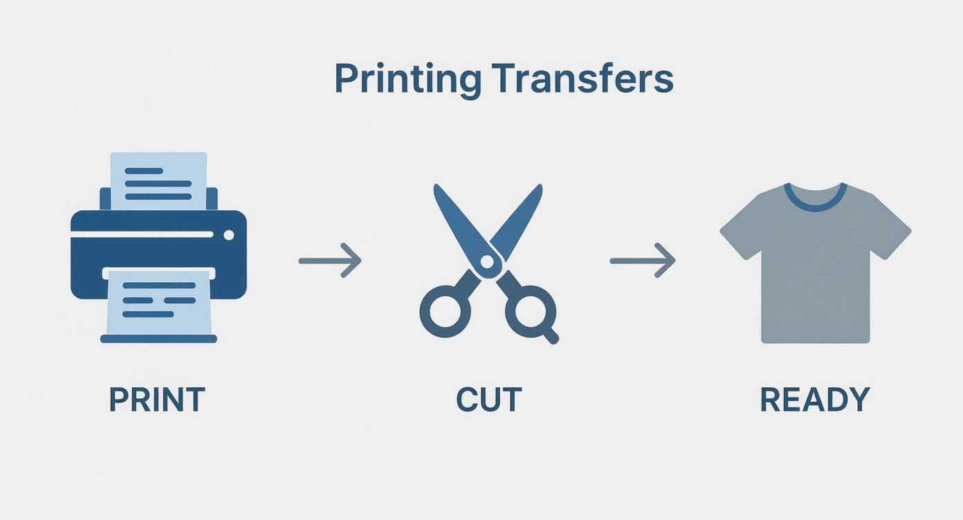 Infographic about how to print an iron on transfer