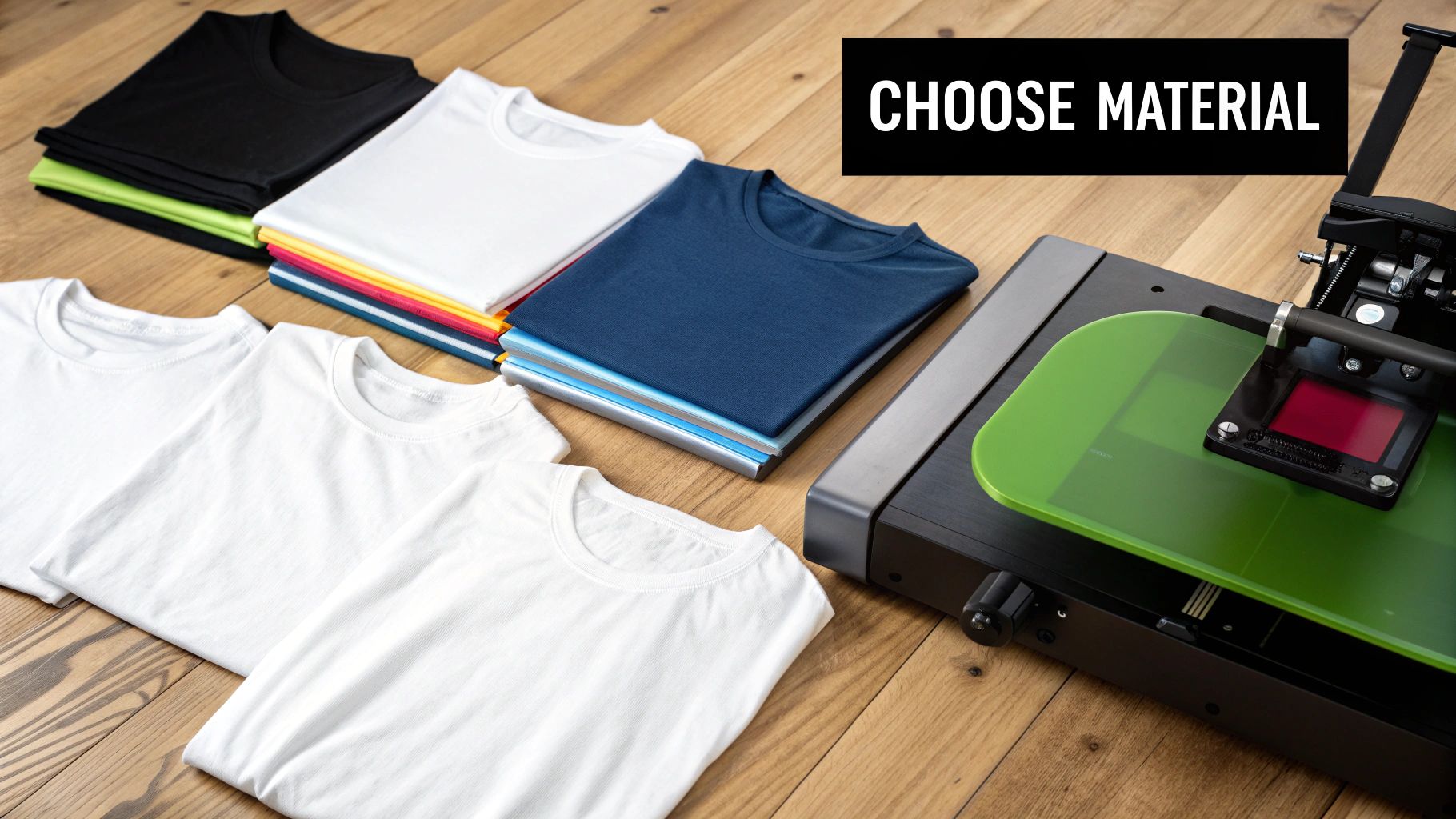 A person using a heat press machine on a t-shirt with a vibrant design.