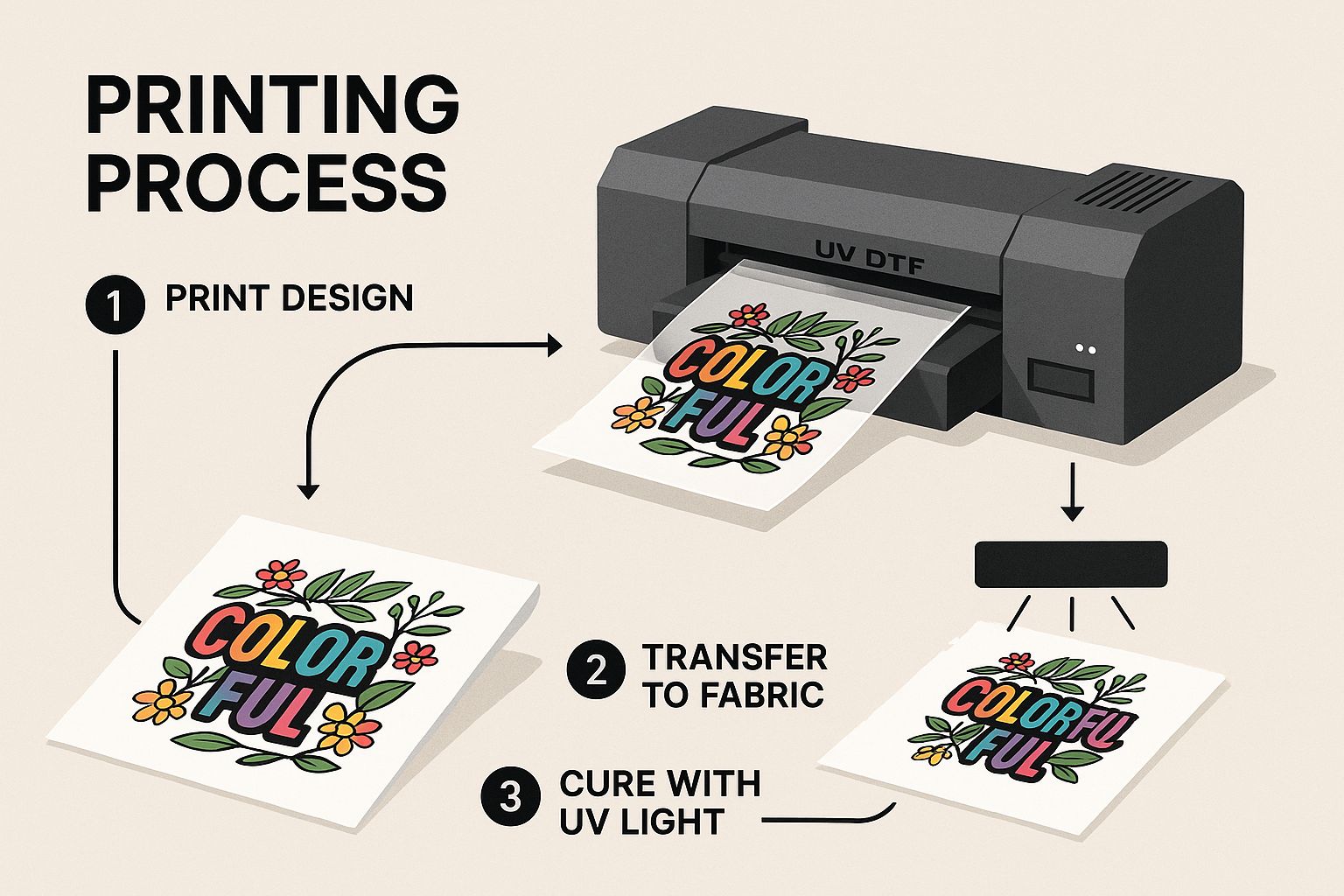 Infographic about uv dtf printing