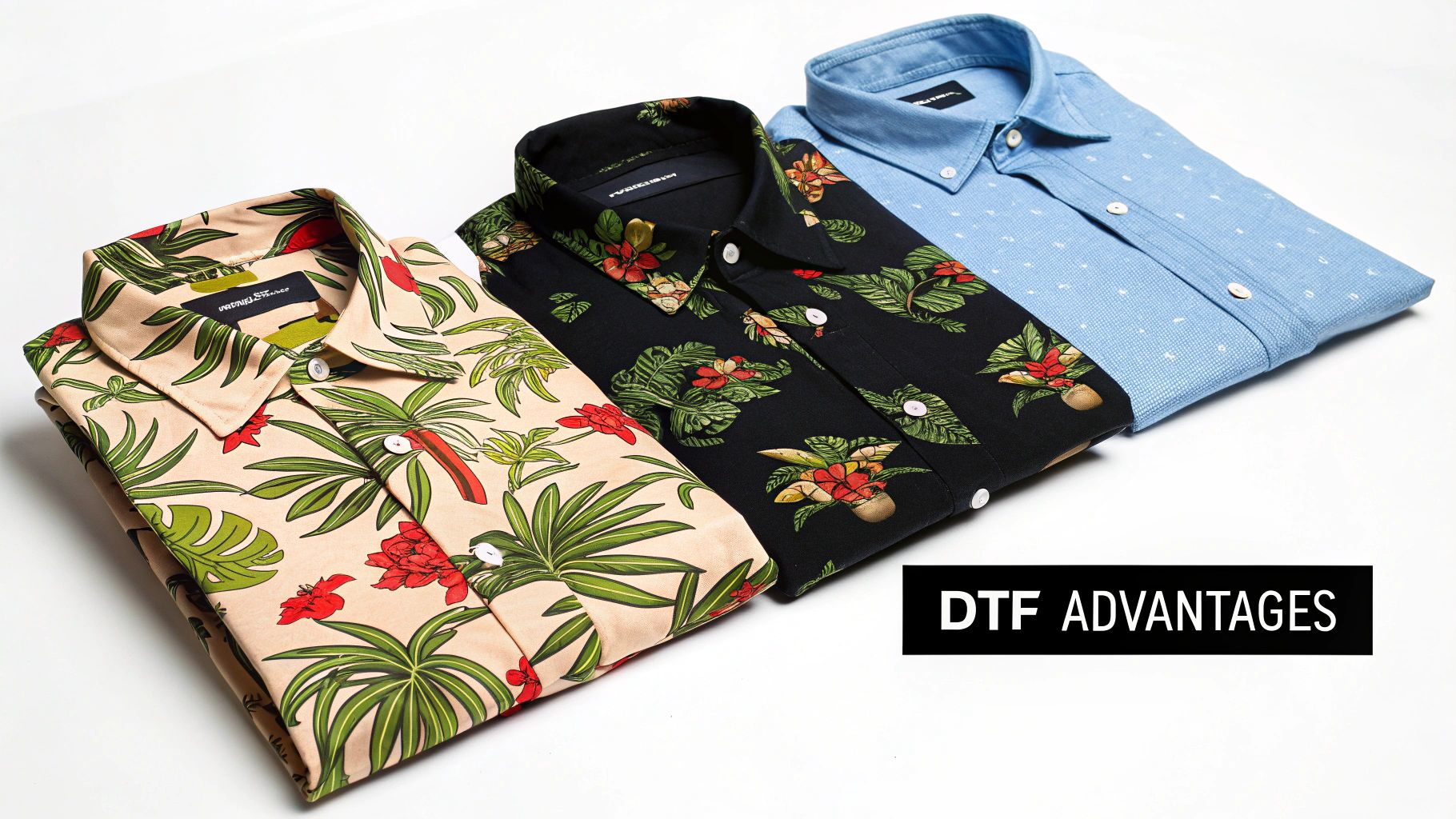 A vibrant DTF transfer being prepared for application.