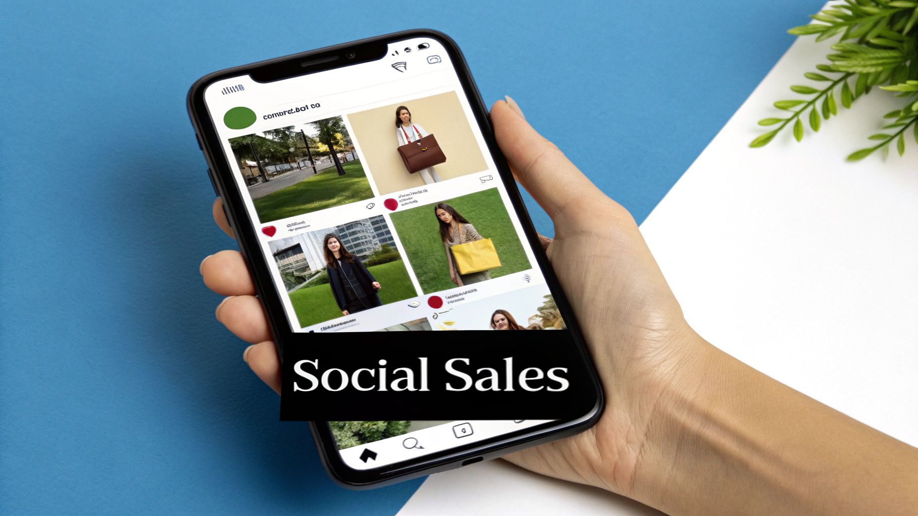 An image showing a vibrant social media feed with shoppable product tags on Instagram and TikTok posts.