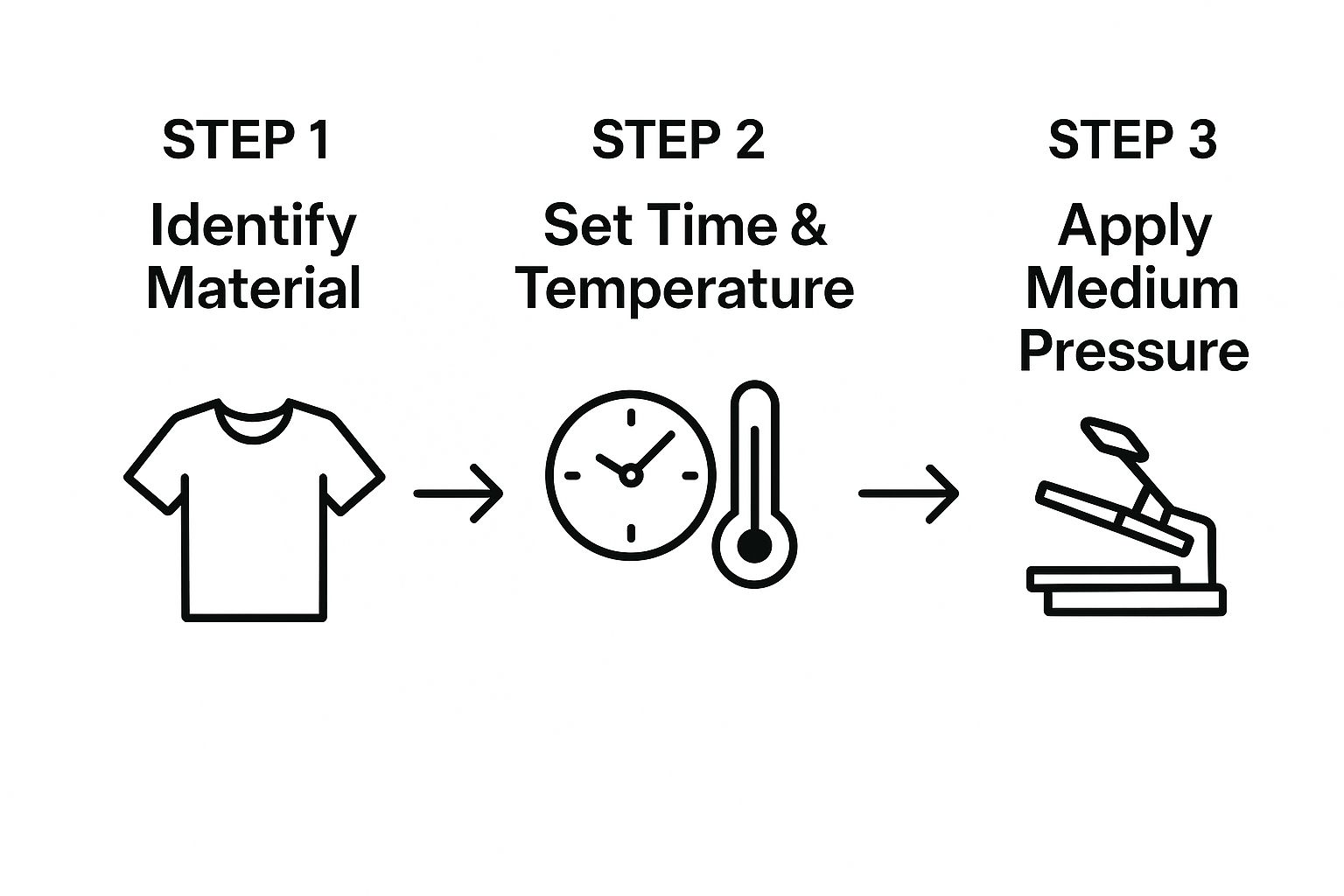 Infographic about how to heat press a shirt