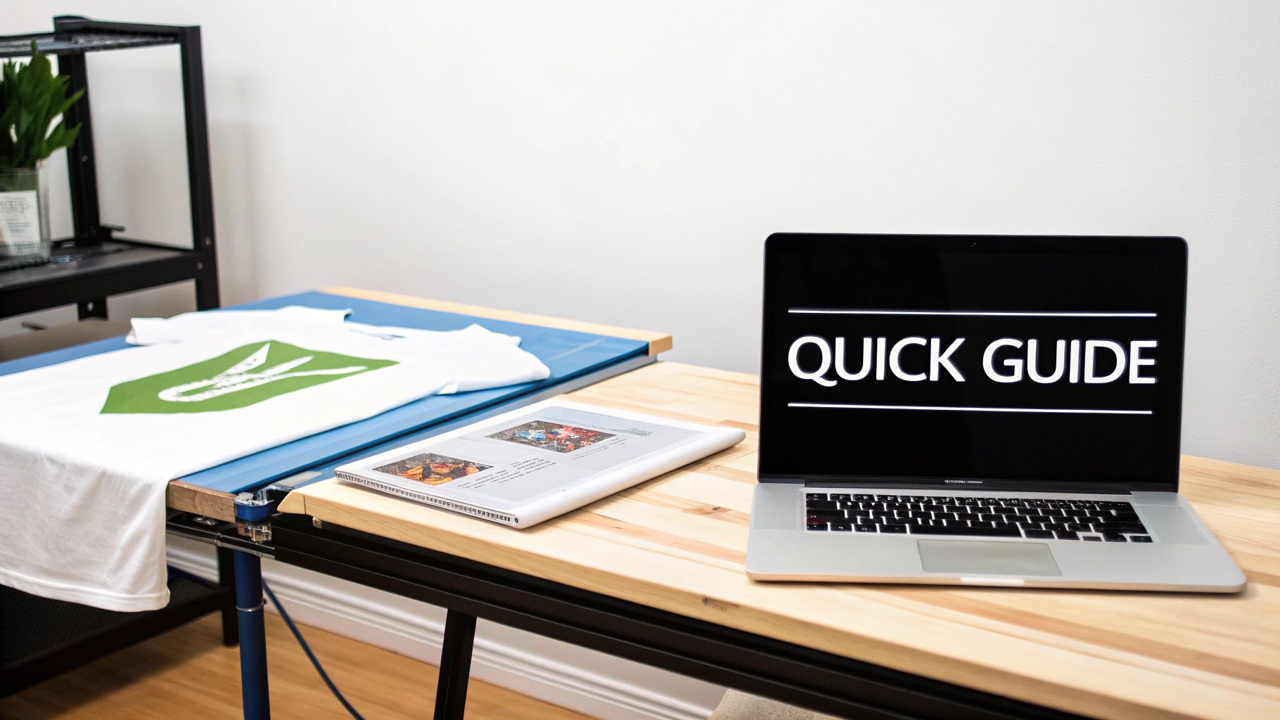 A close-up of a t-shirt being customized with a heat press and transfer paper