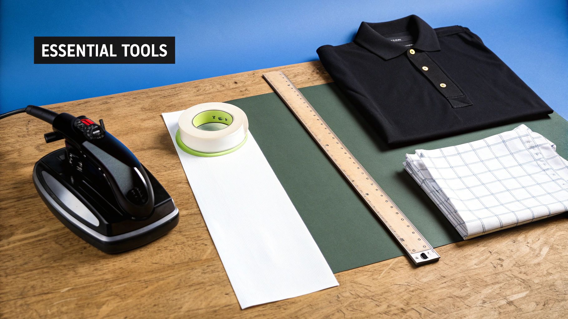 A professional heat press machine in a clean workshop environment.