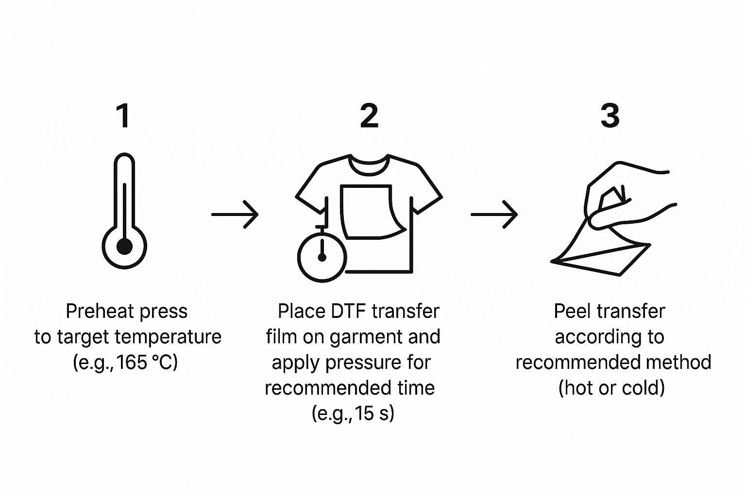 Infographic about dtf transfer heat press settings