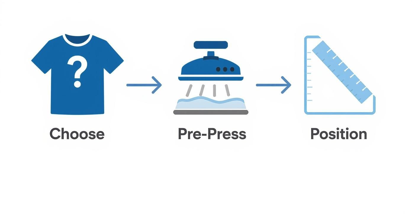 Infographic about how to use the heat press machine