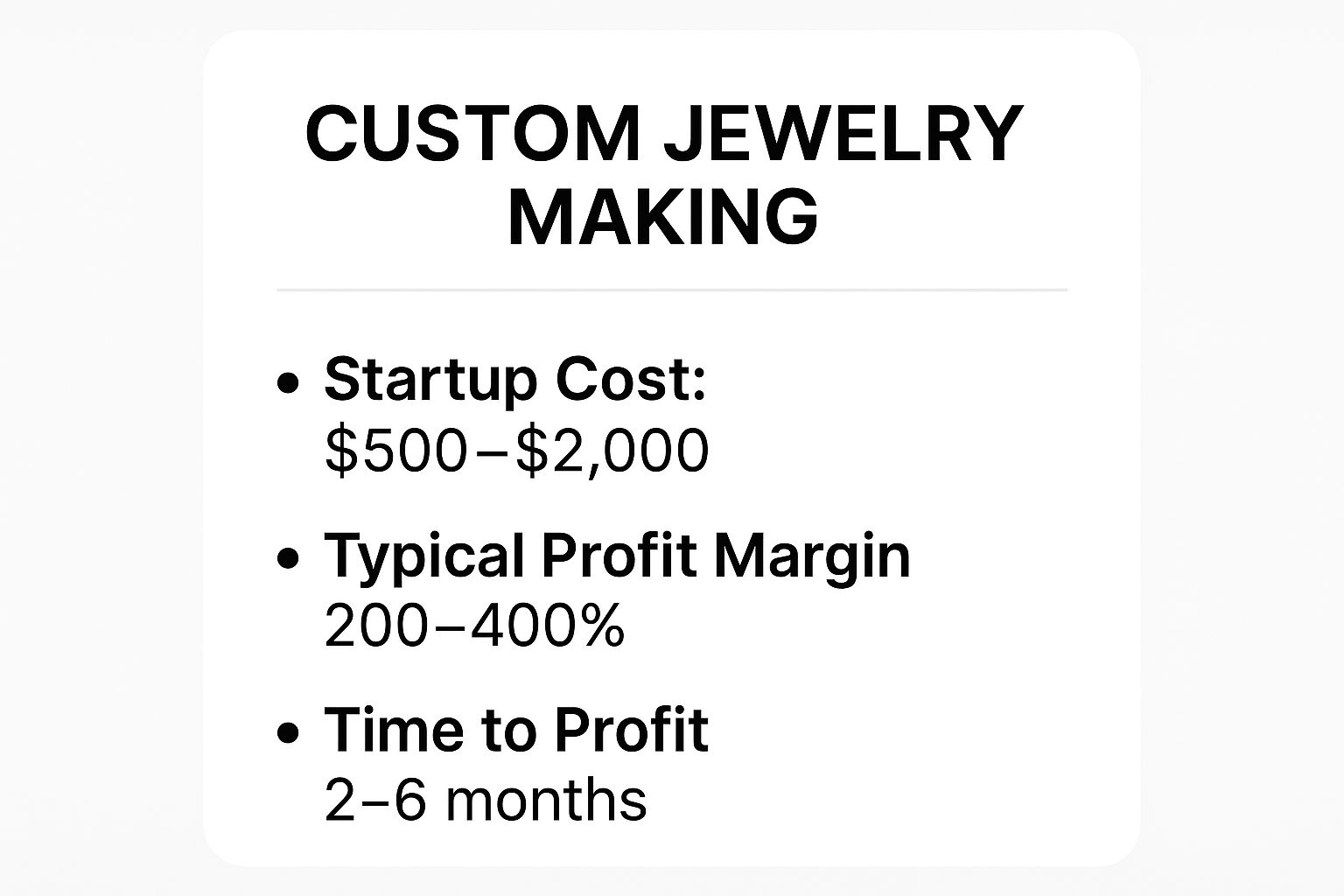 Infographic showing key data about Custom Jewelry Making