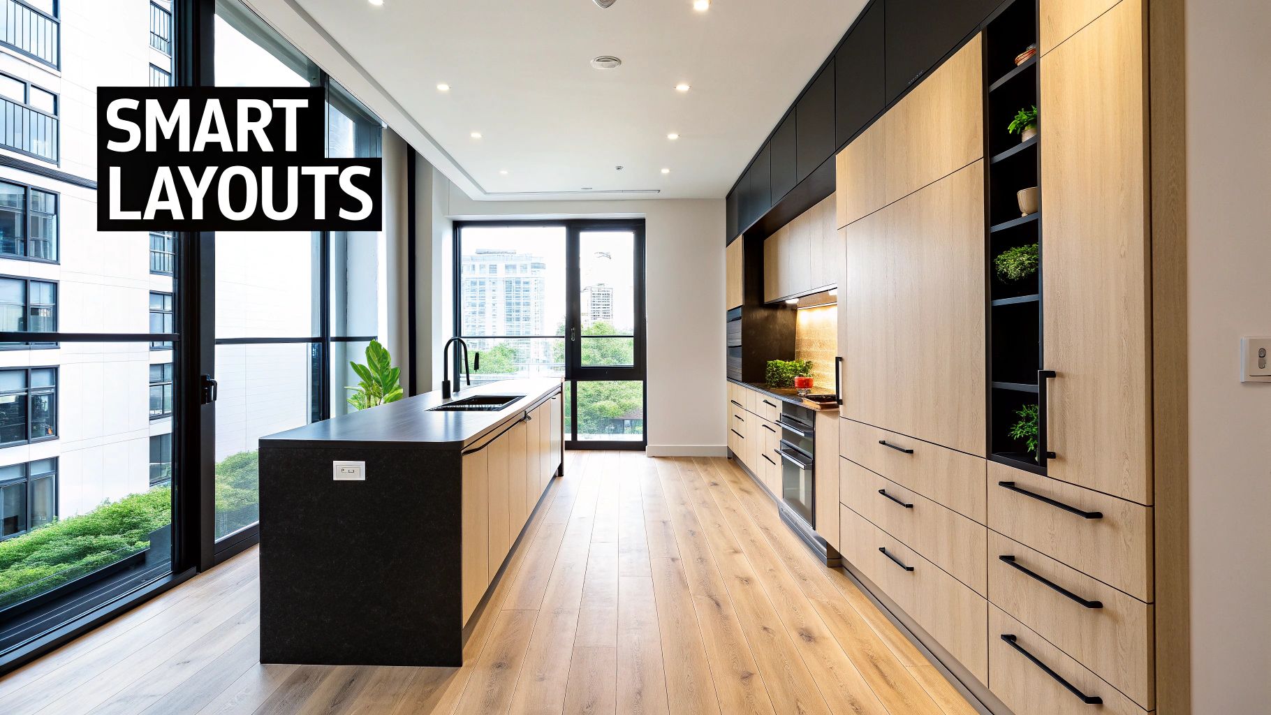 Modern Toronto kitchen with sleek, frameless cabinets.