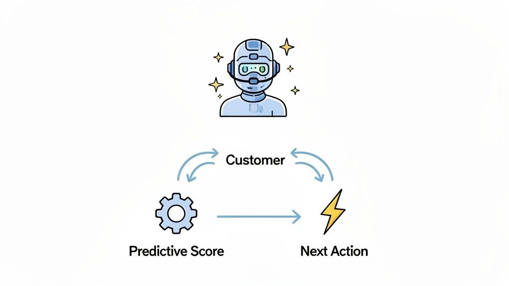 AI assistant guides customer journey using predictive scores to determine the next best action.
