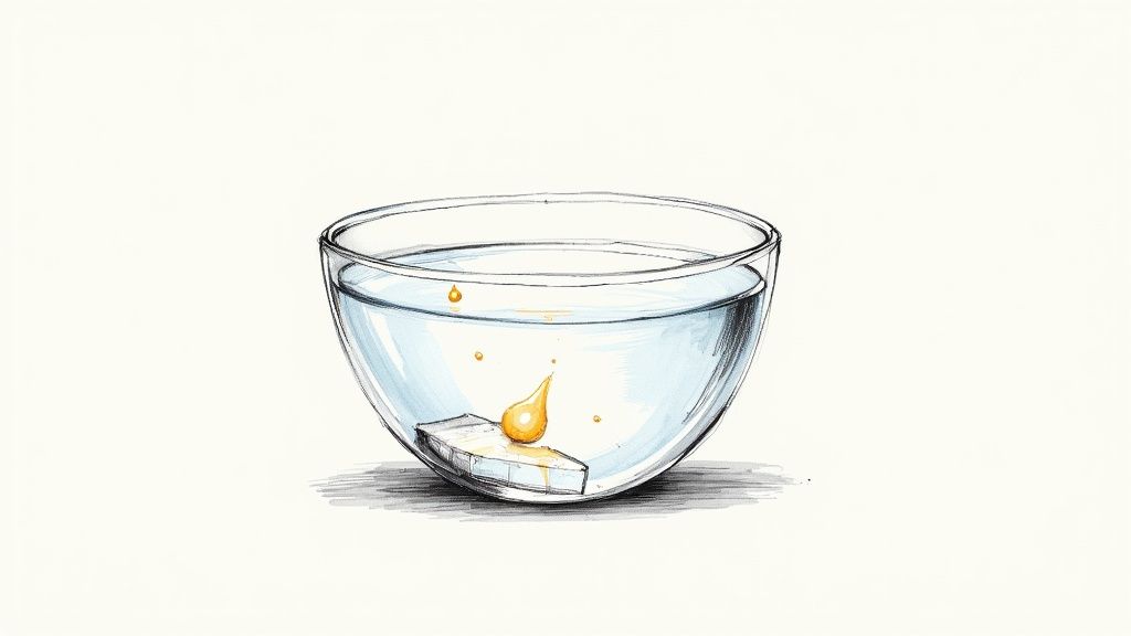 A dog drinking water from a bowl.