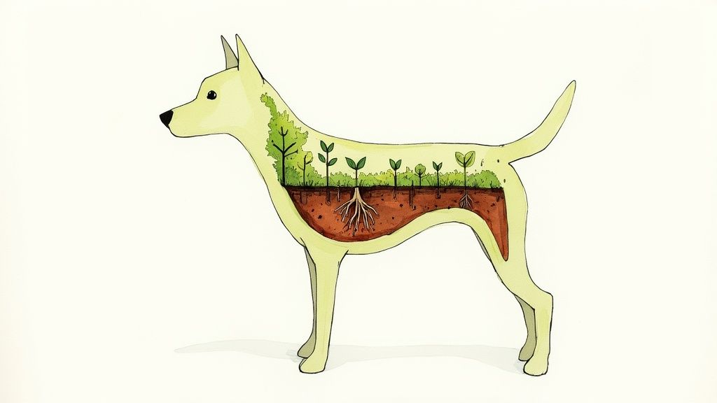 A happy golden retriever running through a sunny field, symbolising vitality and good health.