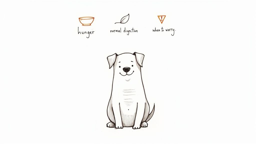 A dog lying on a wooden floor with its owner's hand gently resting on its stomach.