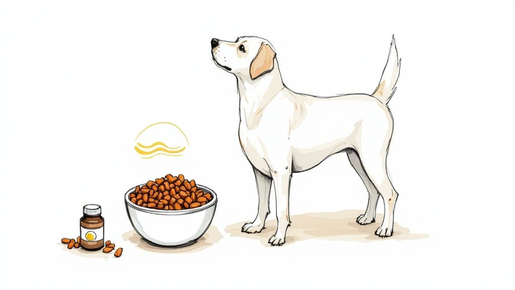 Dog enjoying a healthy meal from a bowl