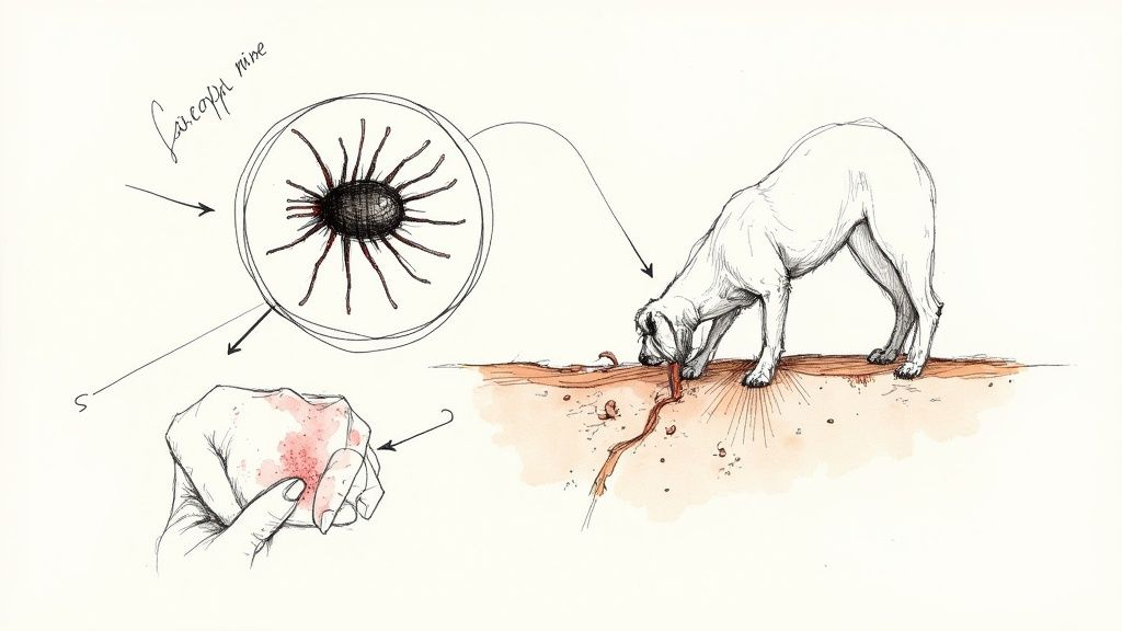 Dog being gently bathed with a look of relief