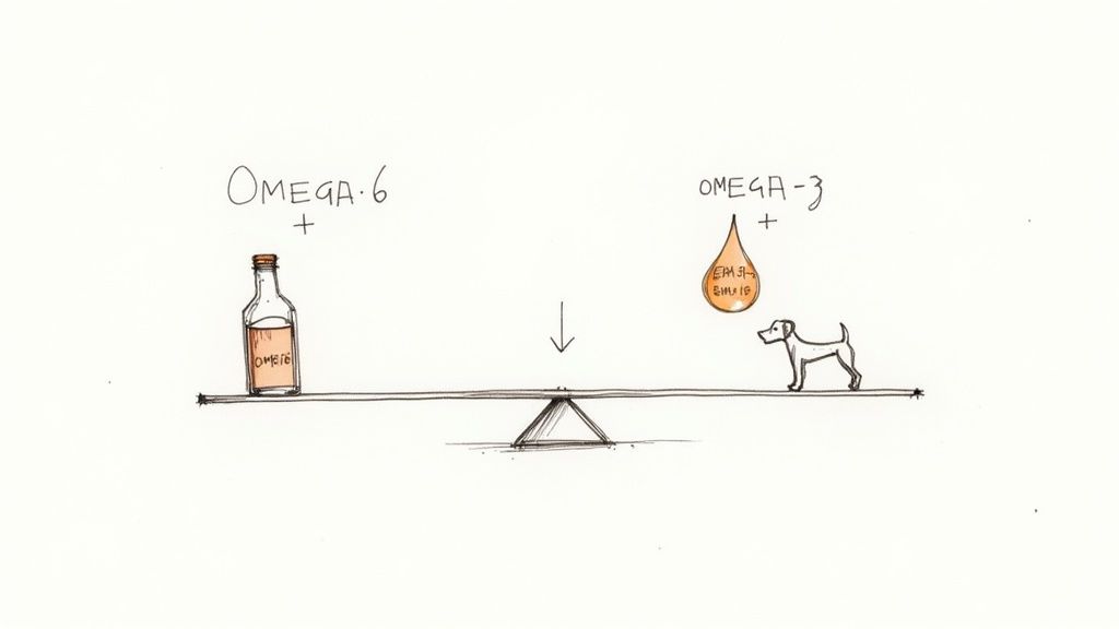 A happy dog running on a beach, suggesting good mobility from joint health