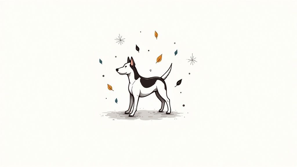 A happy dog running through a field, symbolising natural health and vitality.