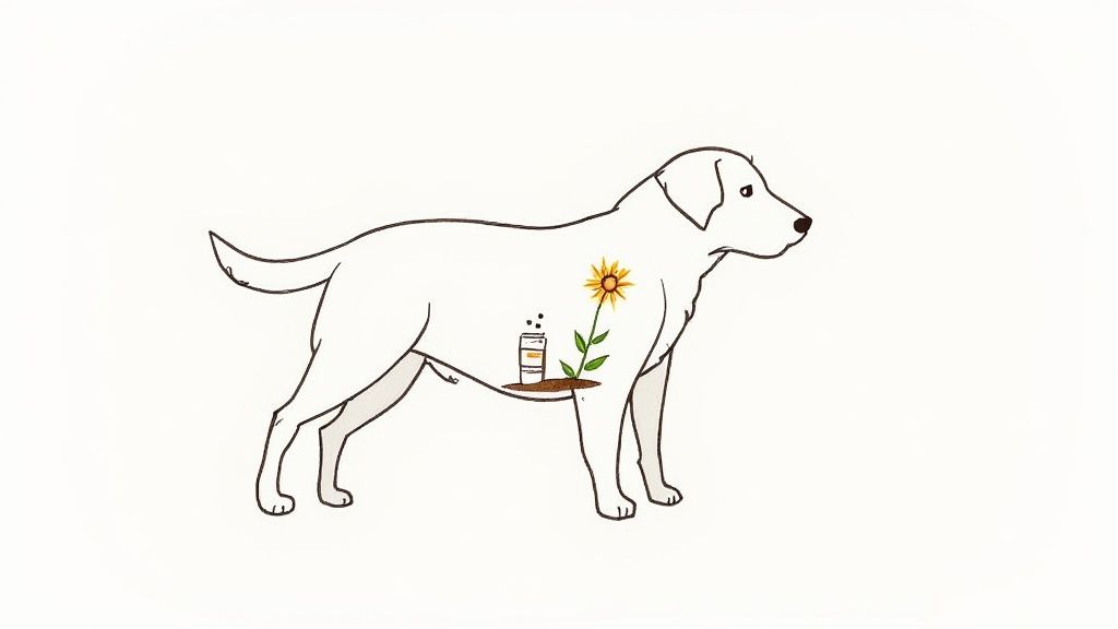 A senior dog looking healthy and happy