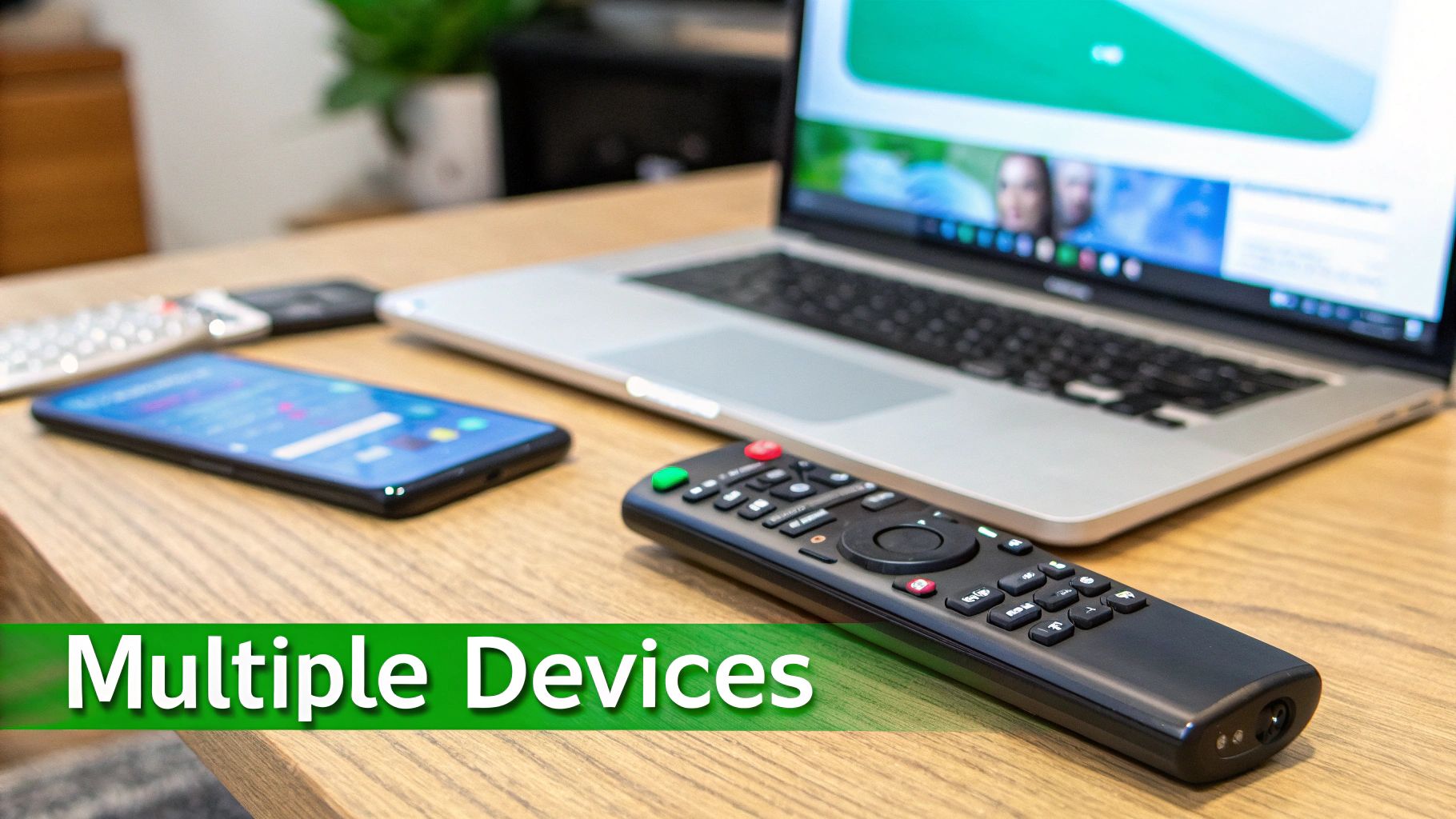 A person configuring an IPTV player on their smart TV with a remote.