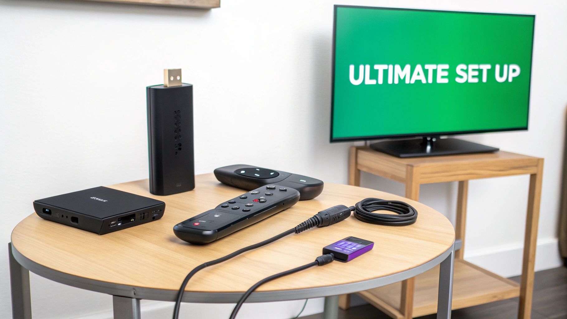 A person using a remote control to navigate a streaming service on a smart TV.